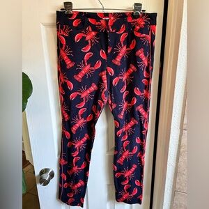 Old Navy lobster print pants trousers twill stretch red blue Maine New England